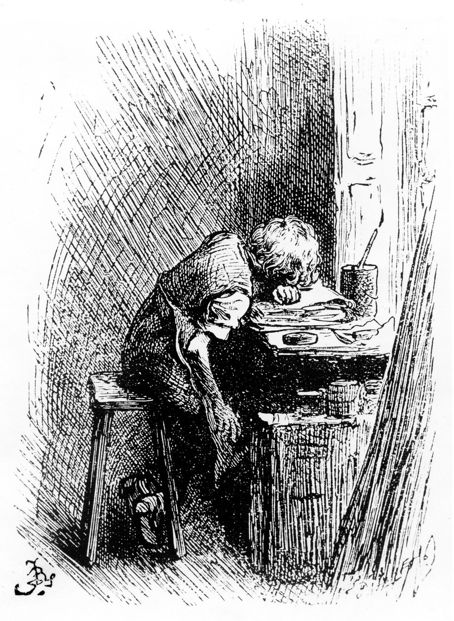 Charles Dickens på Blacking Factory, en illustrasjon fra 