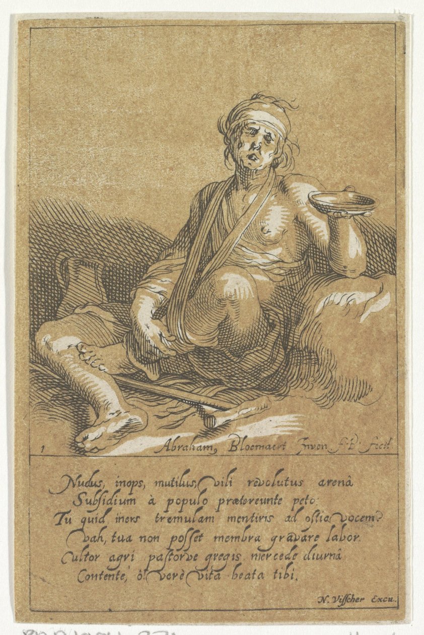 Forkrøplet tigger med en skål Små figurer (serietittel) av Frederick Bloemaert