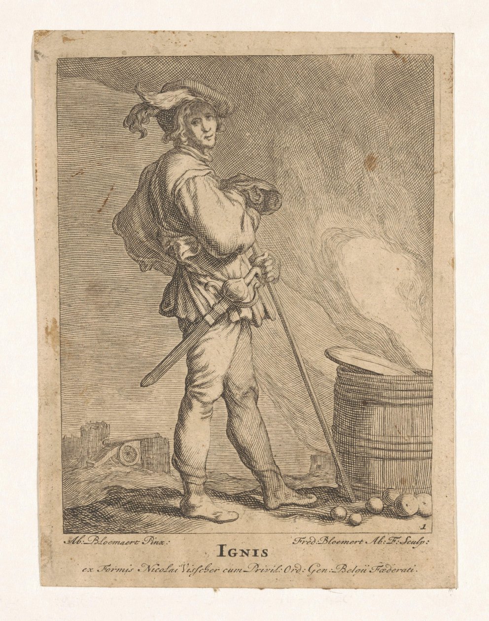 Fire Ignis (tittel på objekt) De fire elementene (serietittel) av Frederick Bloemaert