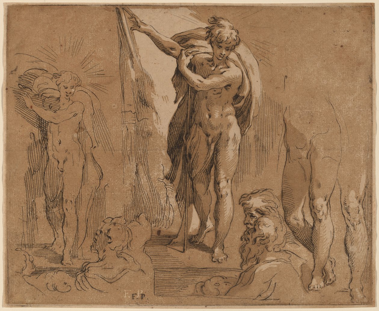 Døperen Johannes av Frederick Bloemaert after Parmigianino
