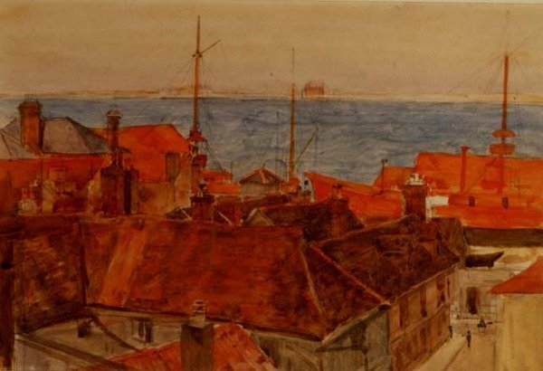 Harwich Harbor (akvarell) av Frederick Brown