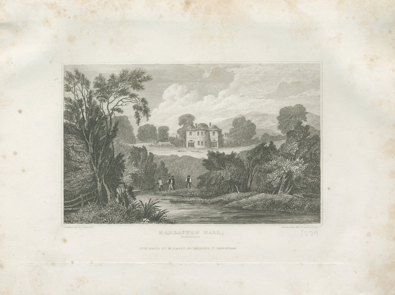 Barlaston Hall: gravering, nd [1800-tallet] av Frederick Calvert