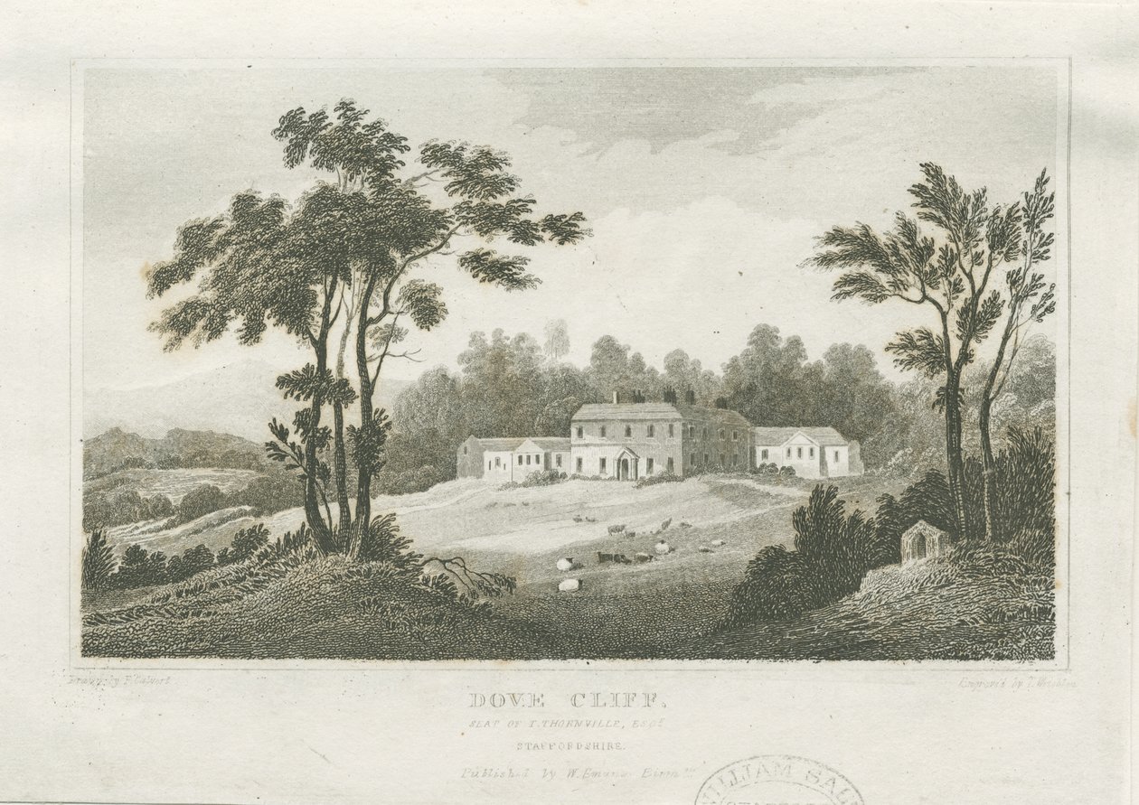 Burton-upon-Trent - Dove Cliff: gravering, nd [c 1830] (trykk) av Frederick Calvert
