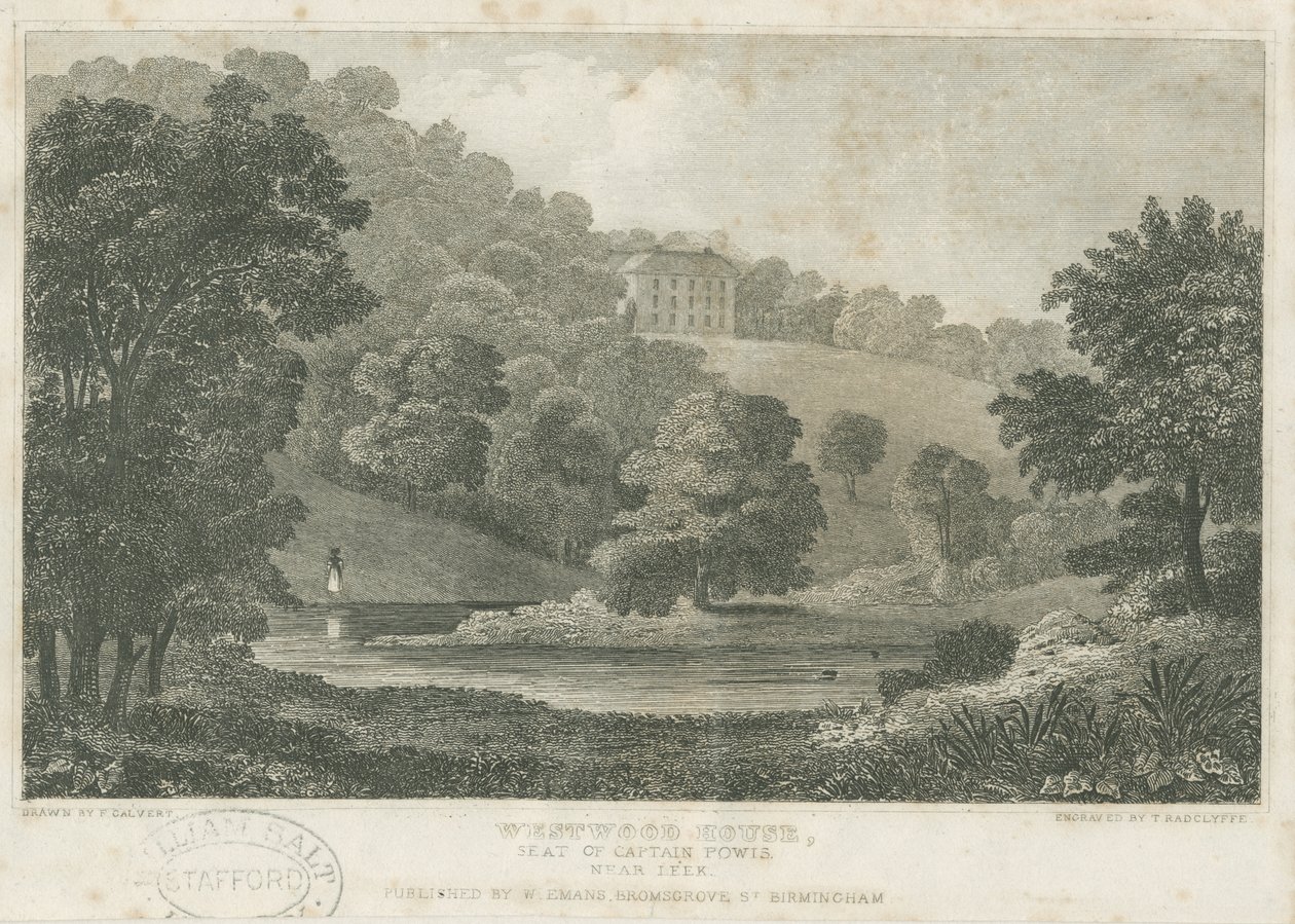 Cheddleton - 'Westwood House': stålgravering, nd [1830] (trykk) av Frederick Calvert