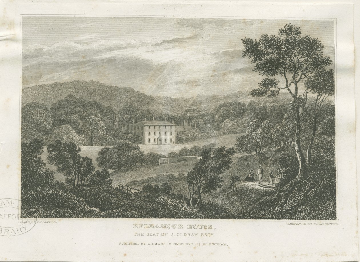 Colton -Bellamore House: stålgravering, nd [c 1830] (trykk) av Frederick Calvert
