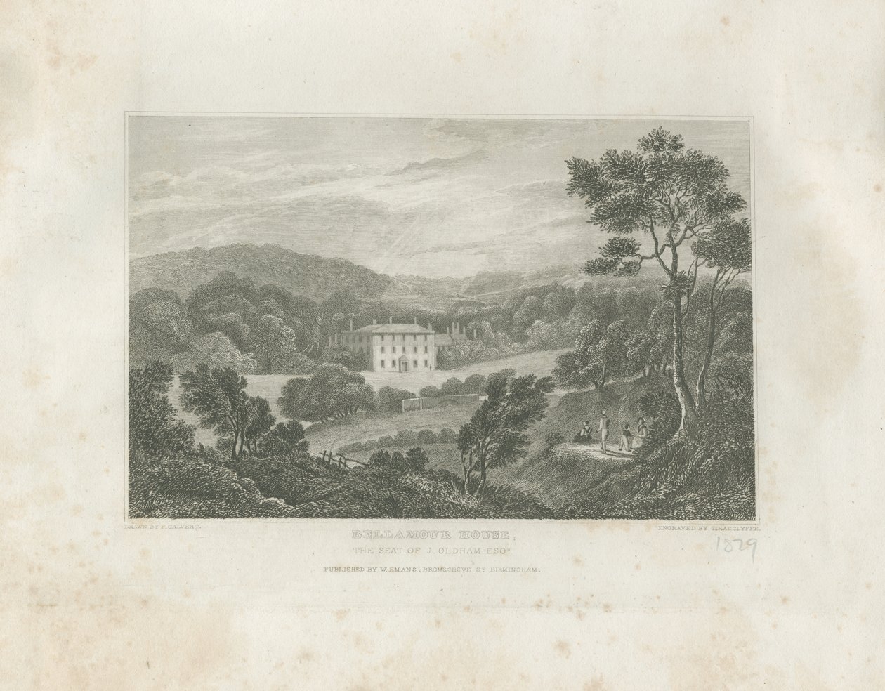 Colton - Bellamour House: gravering, nd [c 1830] av Frederick Calvert