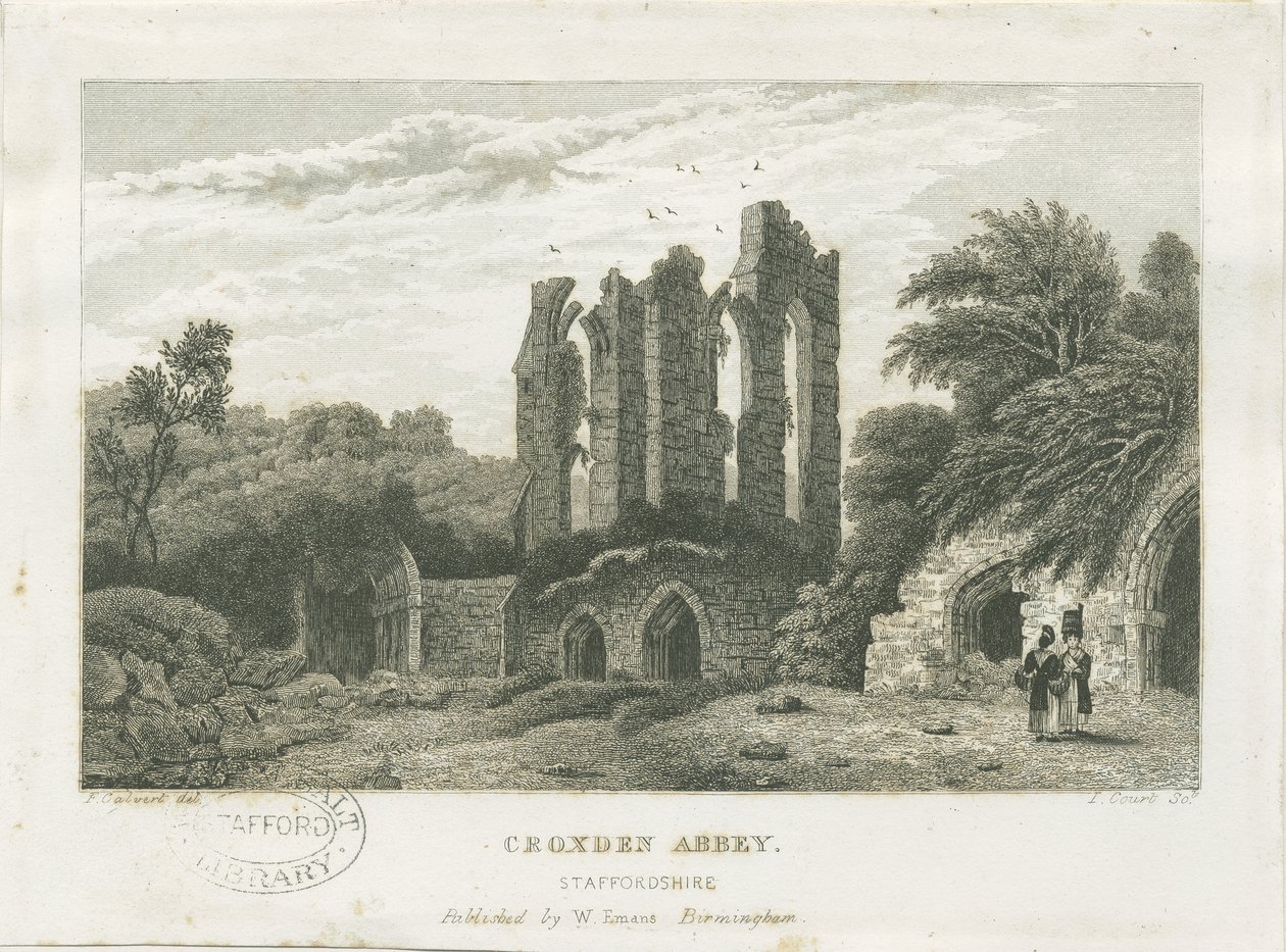 Croxden Abbey: gravering, nd [c 1830] (trykk) av Frederick Calvert