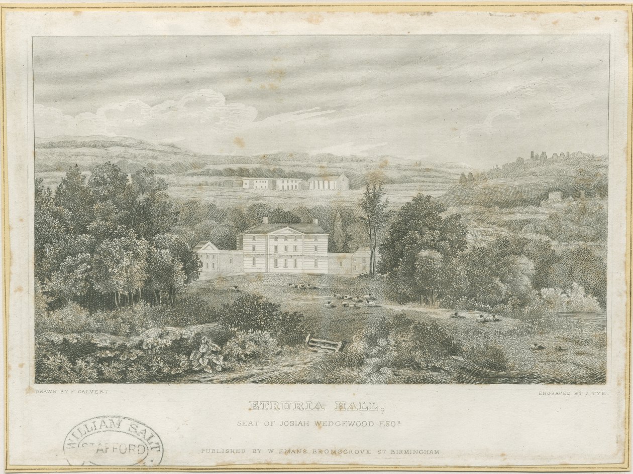 Etruria Hall: gravering, nd [c 1830] (trykk) av Frederick Calvert