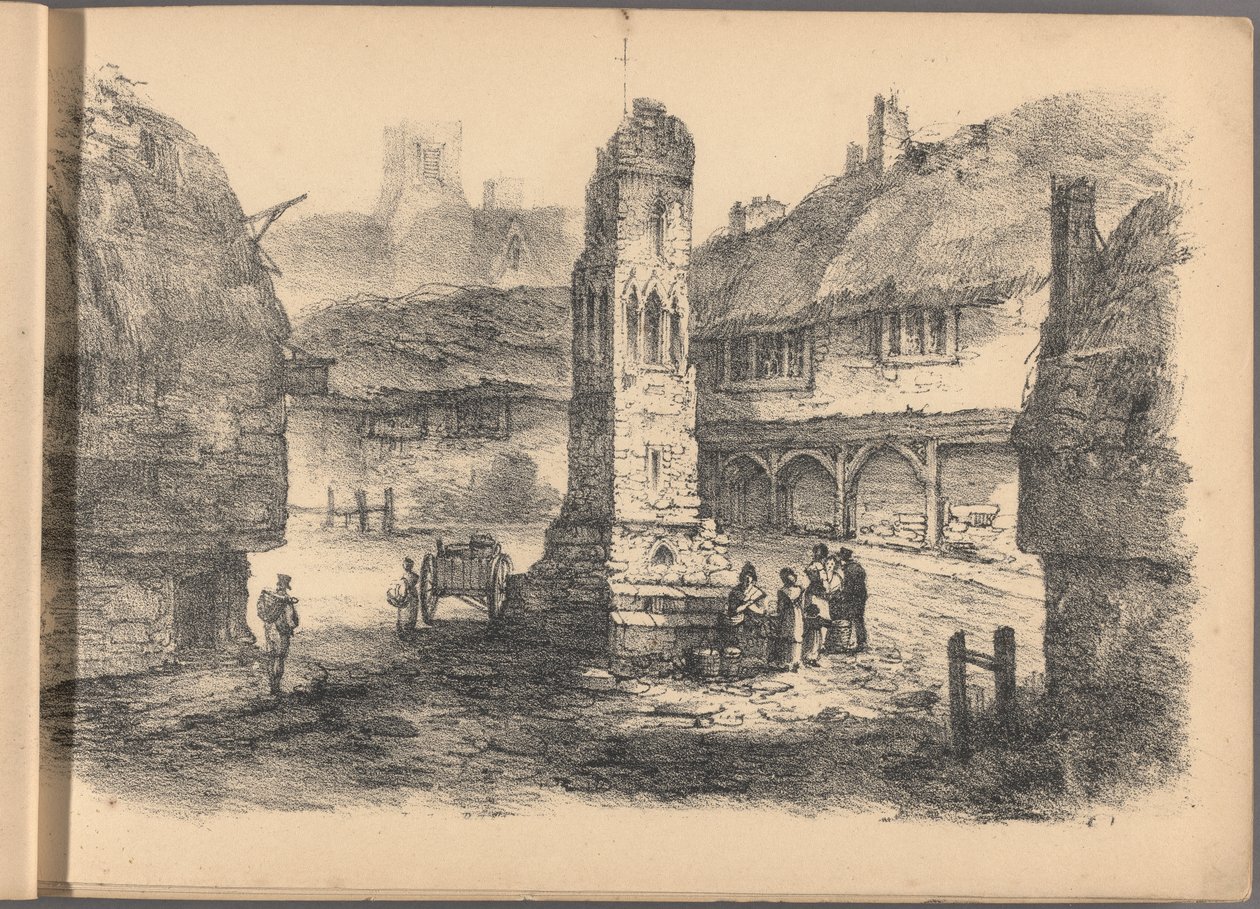 En av en serie med seksti skisser av hytter. London, 1825. av Frederick Calvert