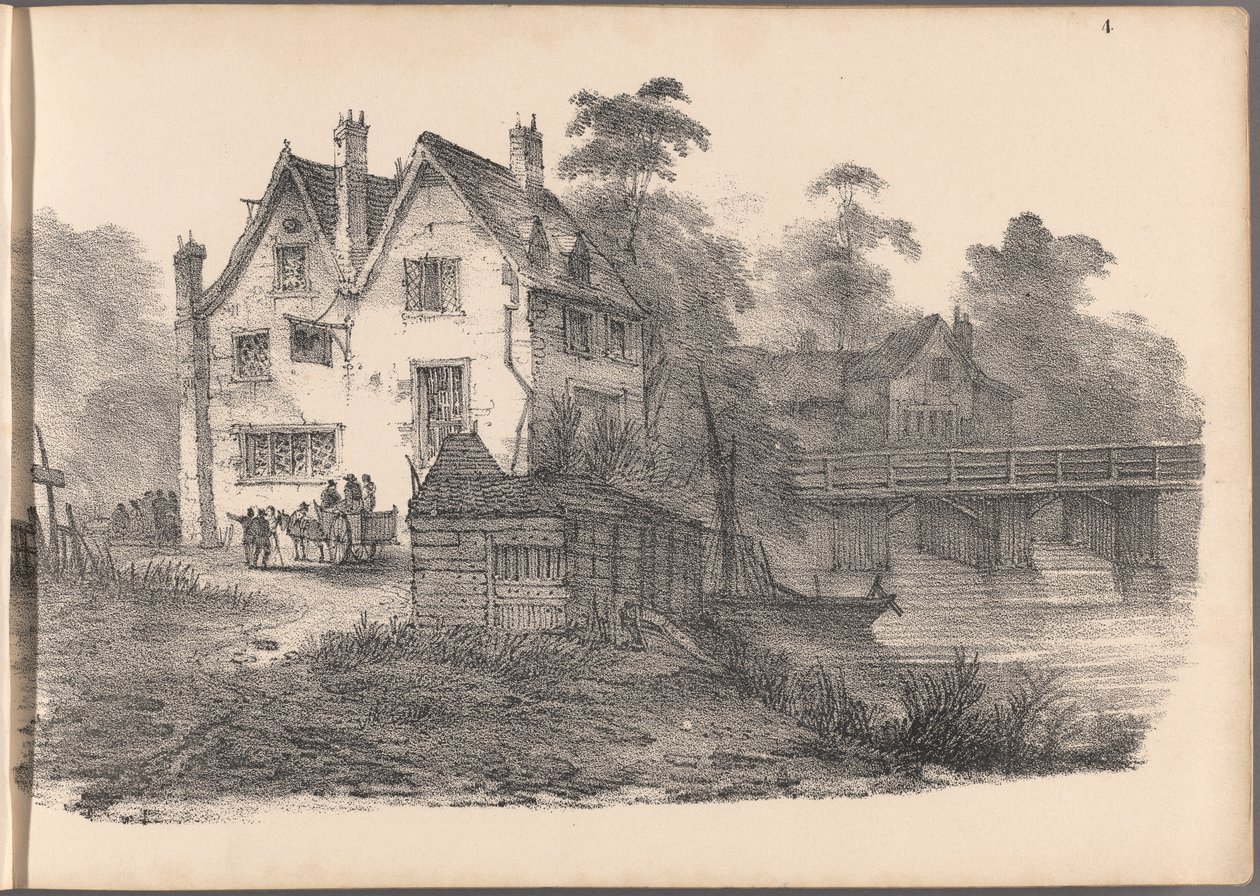 En av en serie med seksti skisser av hytter. London, 1825. av Frederick Calvert