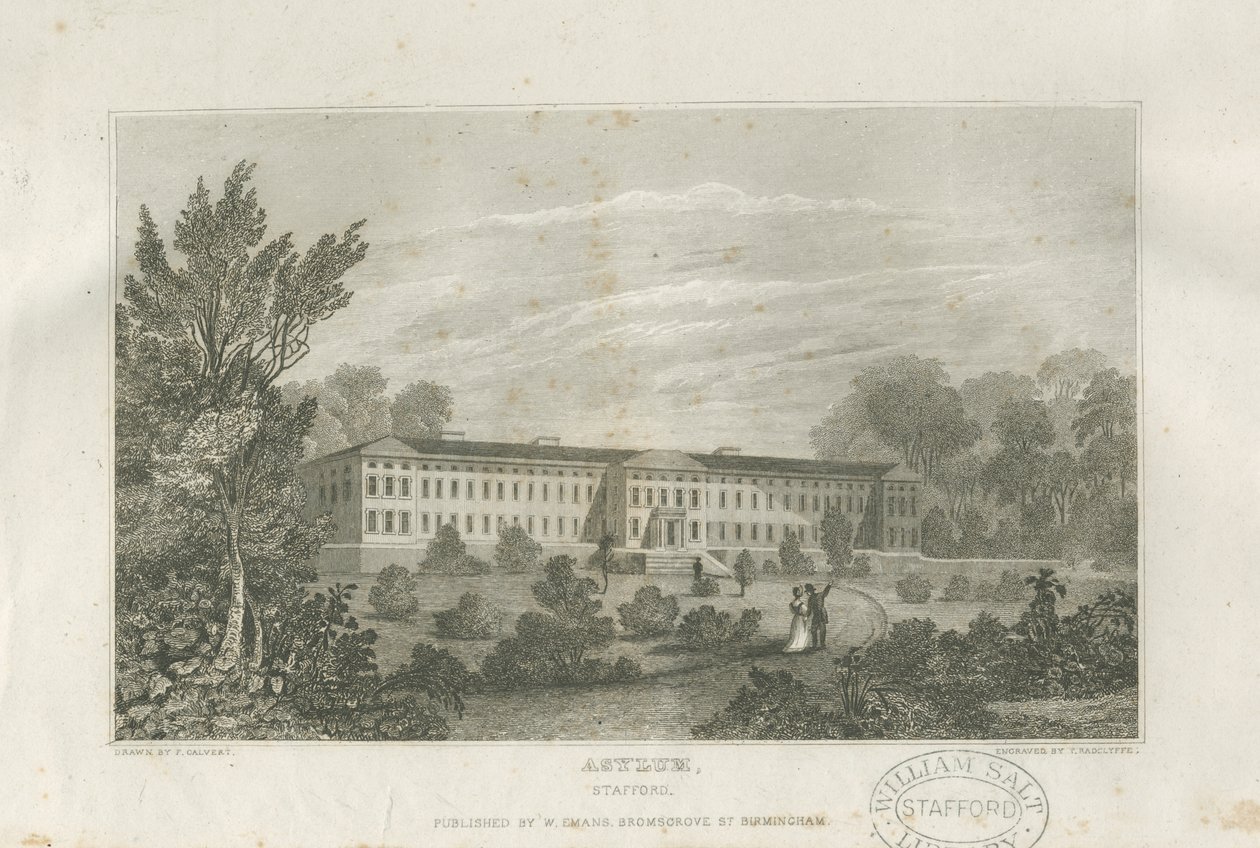 Stafford - Asylum: gravering, nd [c 1830] av Frederick Calvert