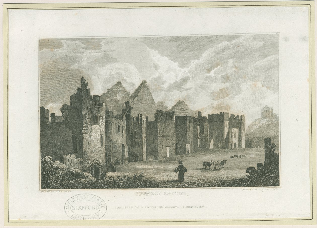 Tutbury Castle - Castle-Yard: gravering, nd [c 1830] (trykk) av Frederick Calvert