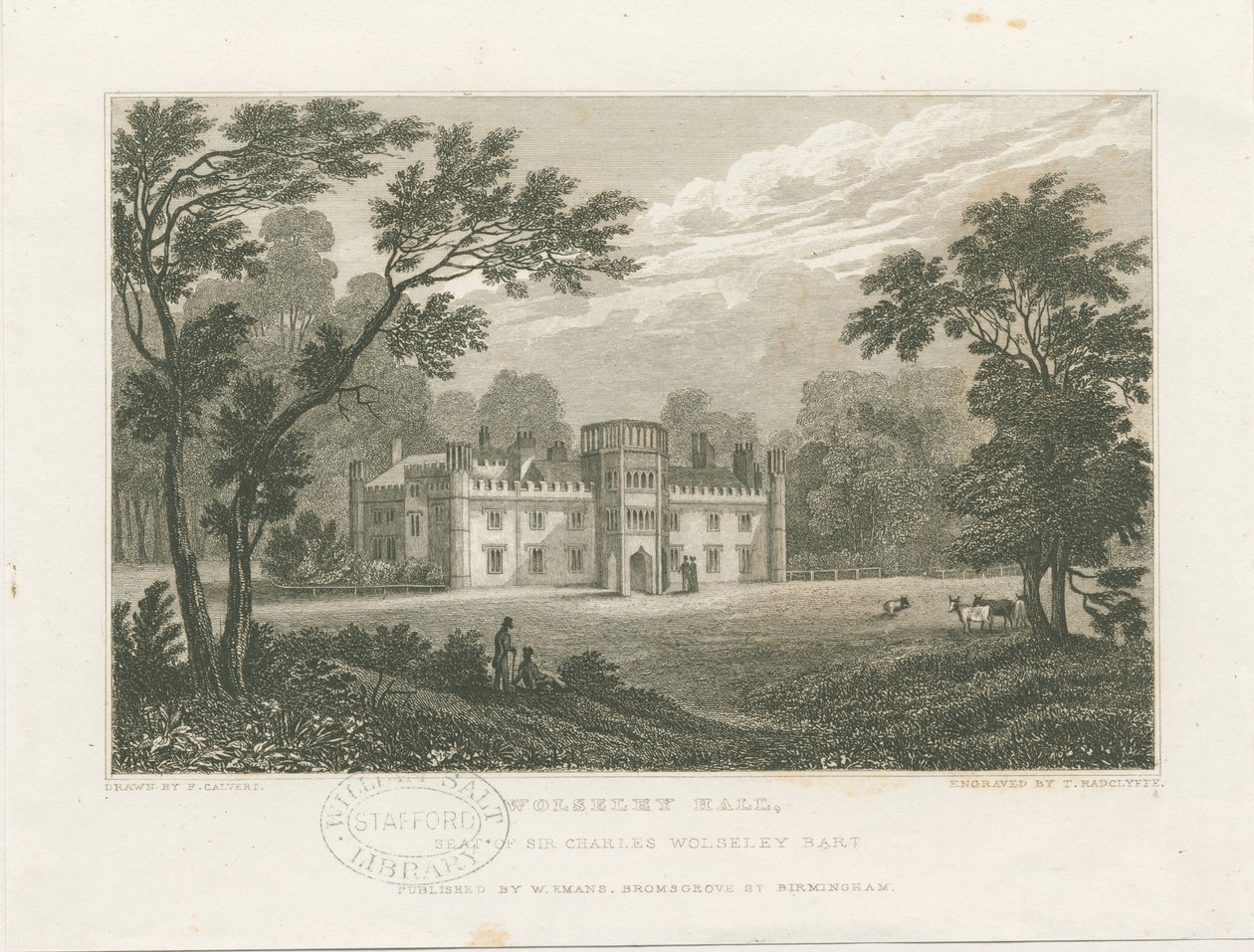 Wolseley Hall: stålgravering, nd [c 1830] (trykk) av Frederick Calvert