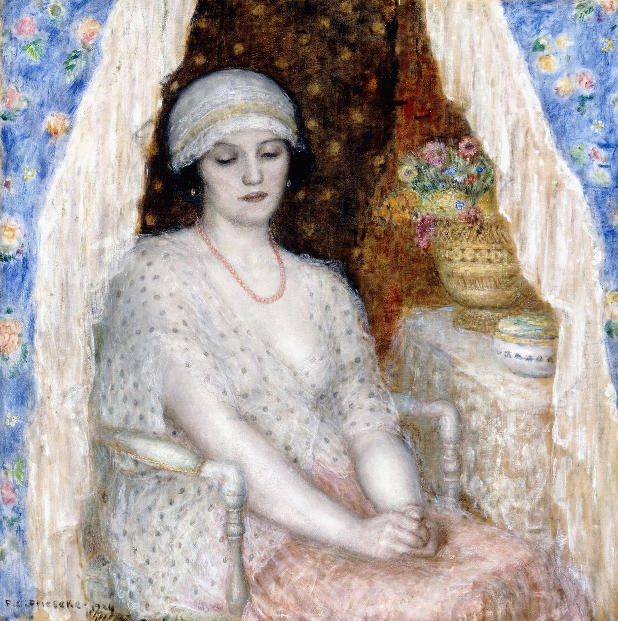 Blå gardiner av Frederick Carl Frieseke