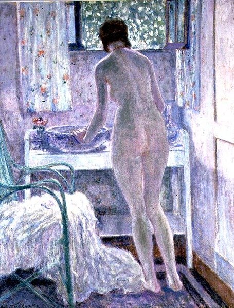 Morgentoalett (olje på lerret) av Frederick Carl Frieseke