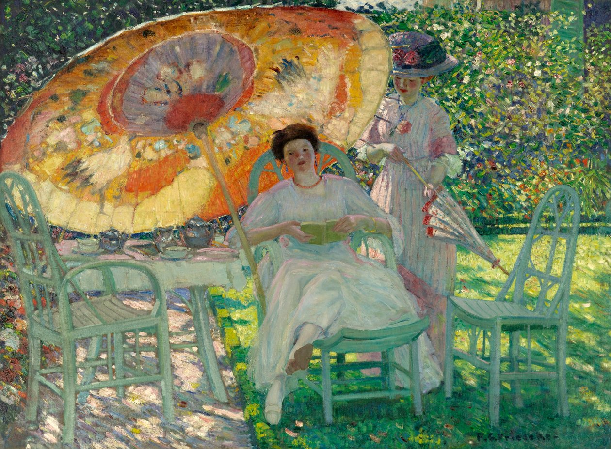 Hageparasollen, ca. 1910 av Frederick Carl Frieseke