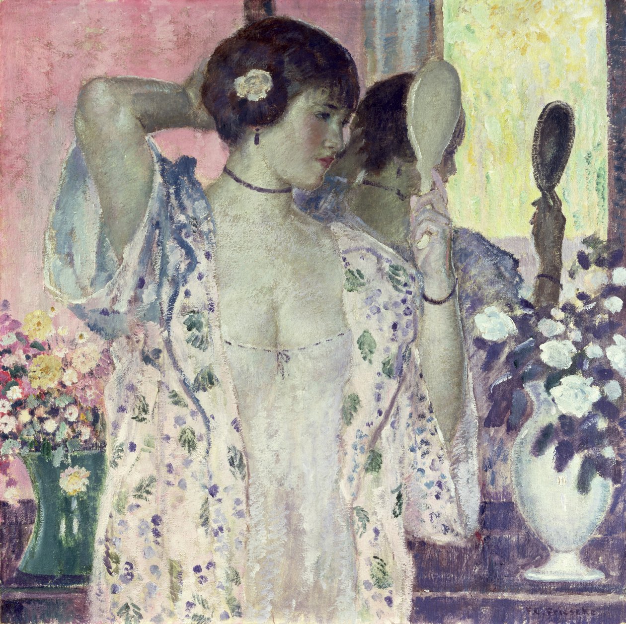 The Hand Mirror (olje på lerret) av Frederick Carl Frieseke