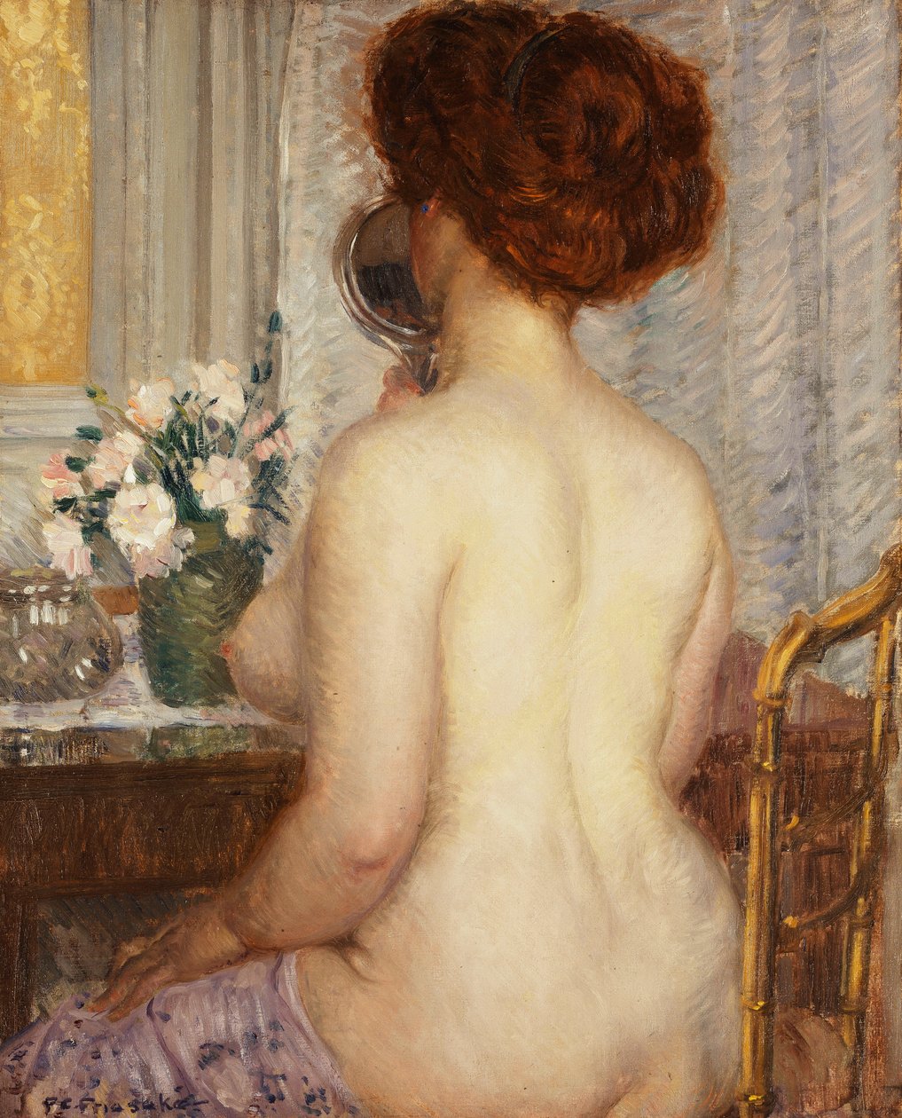 Kvinne ved et sminkebord av Frederick Carl Frieseke