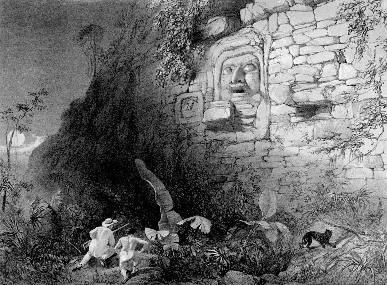 Leder for Itzam Na, Izamal, Yucatan, Mexico, 1844 av Frederick Catherwood