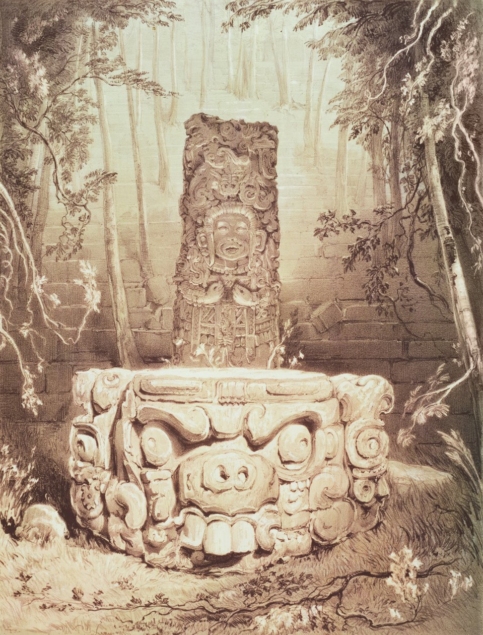 Maya-tempelet, Honduras av Frederick Catherwood