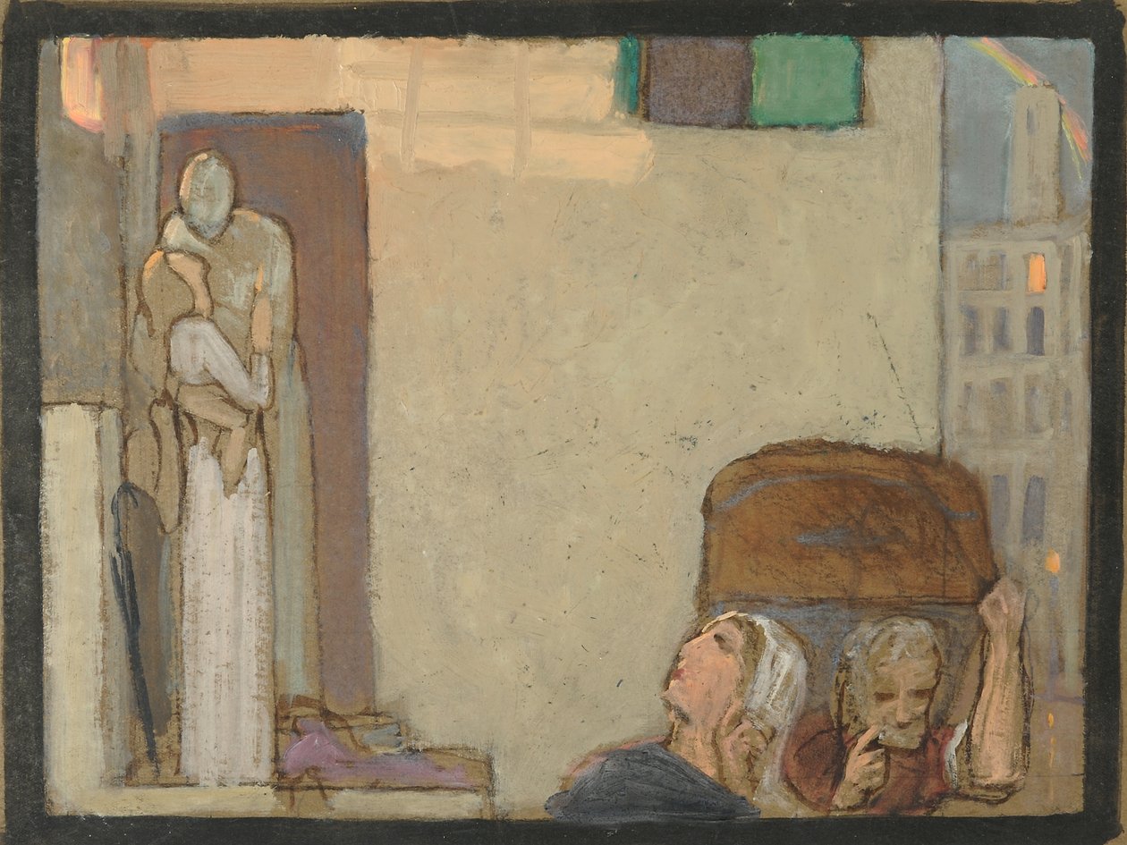 Studie for The Farewell, ca. 1907 (tempera på papir) av Frederick Cayley Robinson