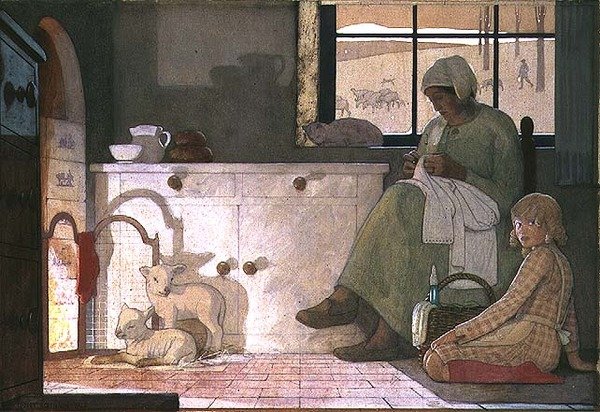 Studie for "Fostermoren" av Frederick Cayley Robinson