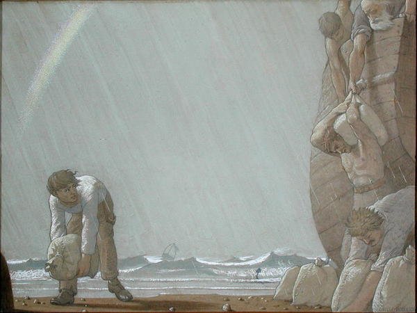Traders at Sea (akvarell med blyant på papir) av Frederick Cayley Robinson