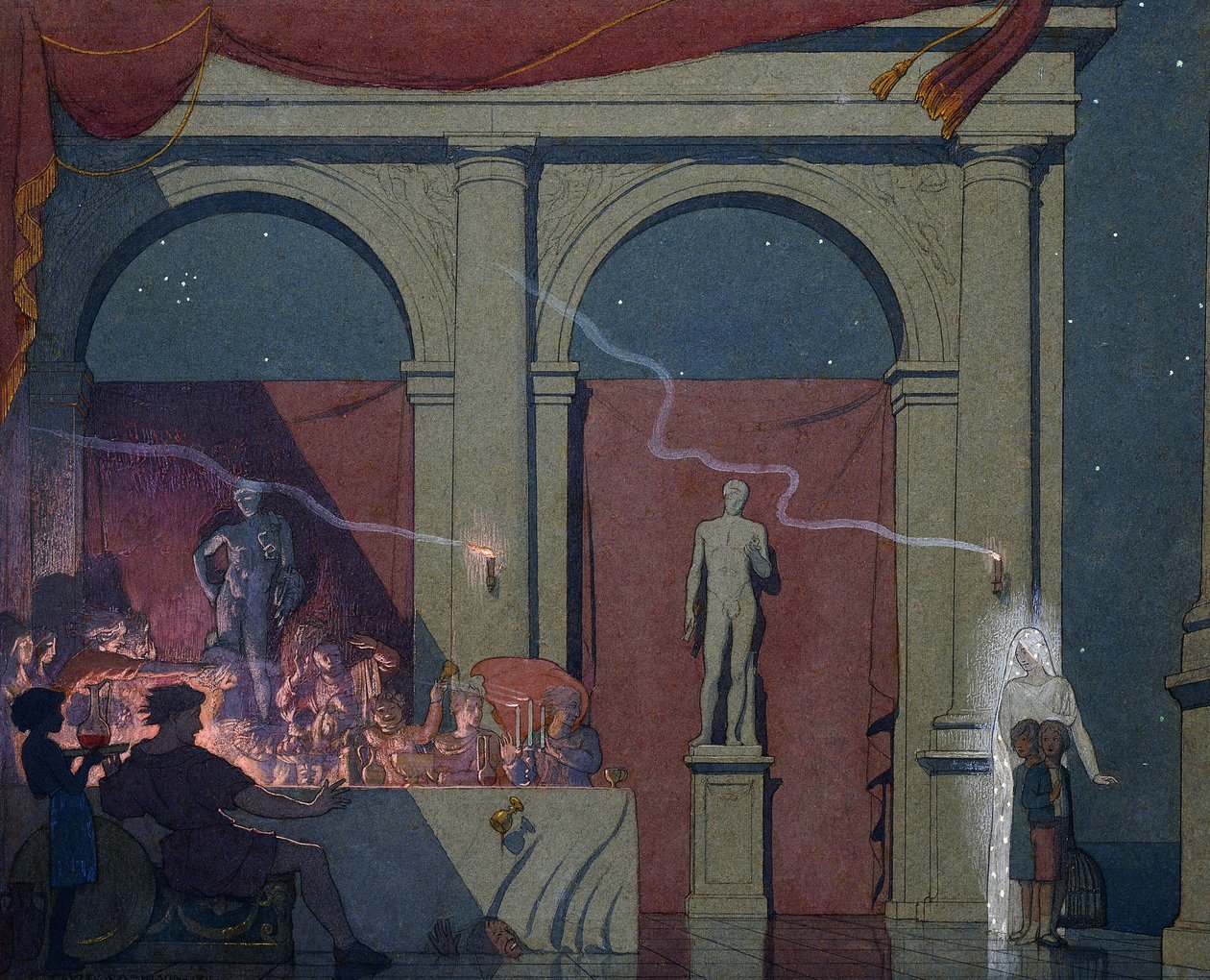Tyltyl slår diamanten i The Palace of Luxury, 1911 av Frederick Cayley Robinson