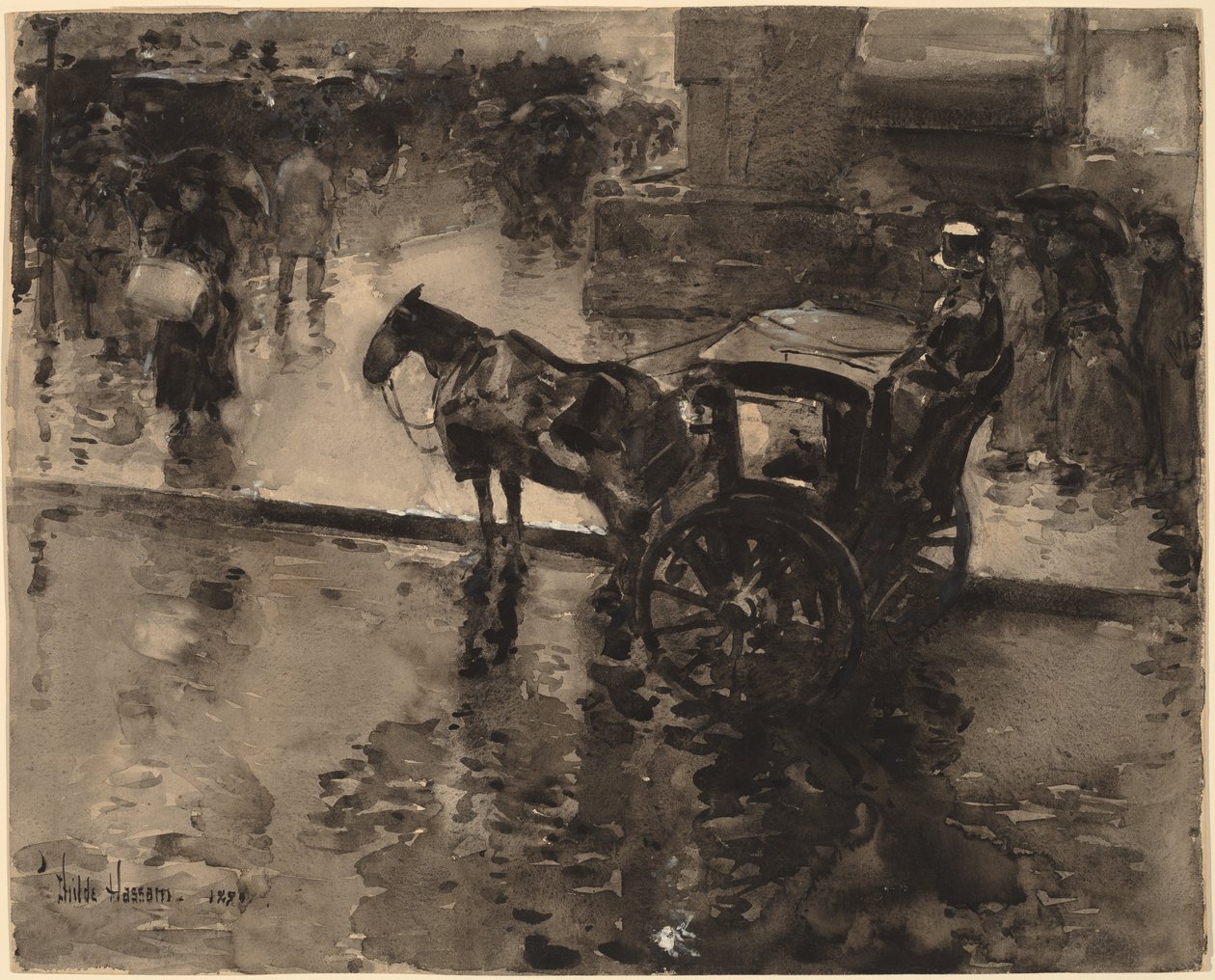 The Up-Tide on the Avenue, sannsynligvis 1890. av Frederick Childe Hassam