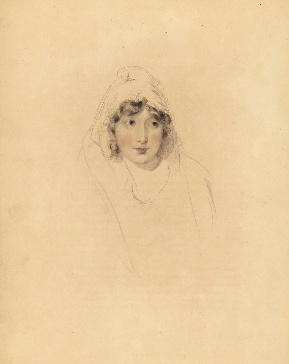 Portrett av Lady Augusta Lowther, grevinne av Fane, kone til den første jarlen av Lonsdale. Håndtonet gravering av Frederick Christian Lewis etter en illustrasjon av Sir Thomas Lawrence fra P.G. Patmore