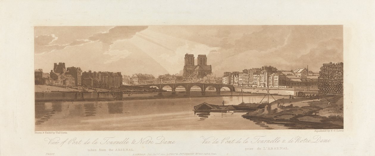 Utsikt over Pont de la Tournelle og Notre Dame, tatt fra Arsenal 1802 av Frederick Christian Lewis the Elder