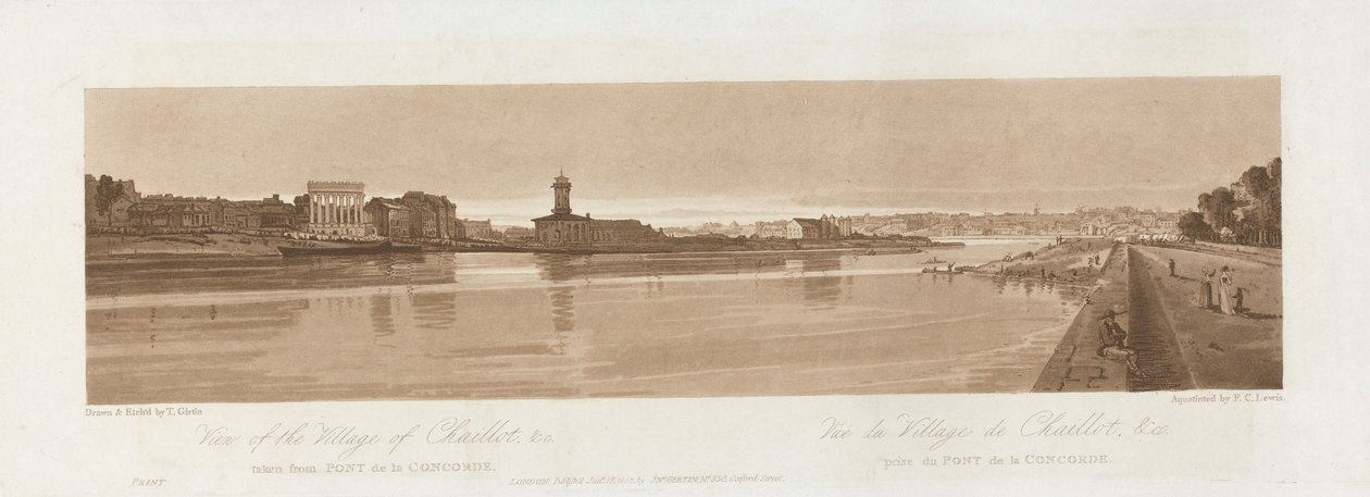 Utsikt over landsbyen Chaillot & C. tatt fra Pont de la Concorde 1803; Plate 17 fra Views in Paris, Emanuel Volume-sporingen av platen B1981.25.2626 av Frederick Christian Lewis the Elder