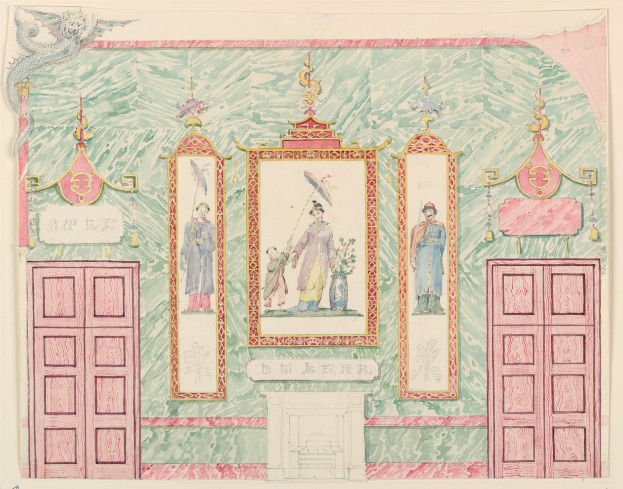Vegghøyde, sannsynligvis for bankettrommet, Royal Pavilion, Brighton av Frederick Crace