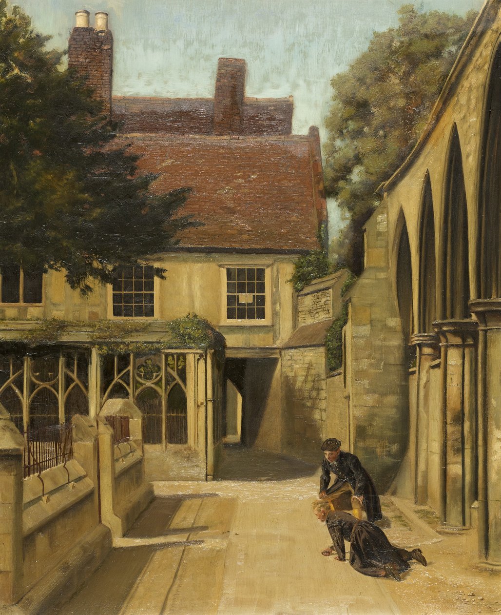 The Little Cloisters, Gloucester (olje på lerret) av Frederick Dimble Henwood