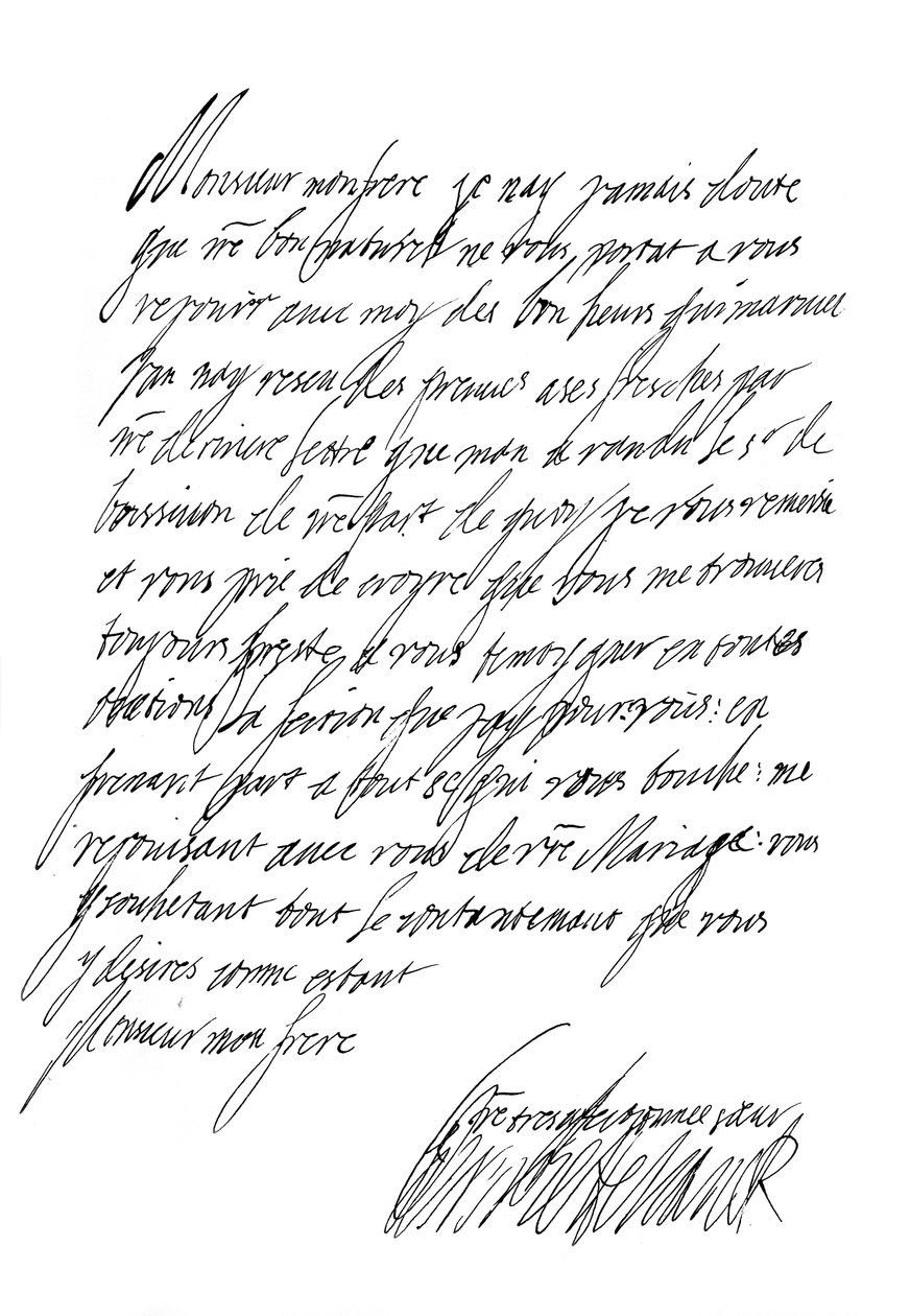 Brev av Henrietta Maria, dronning av Charles I, 1600-tallet 1865. av Frederick George Netherclift