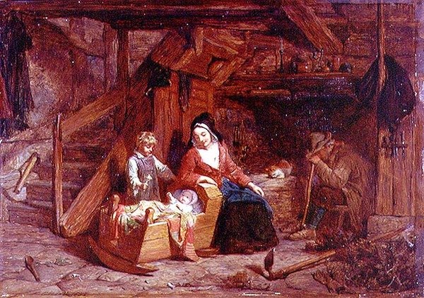 Et hytteinteriør av Frederick Goodall