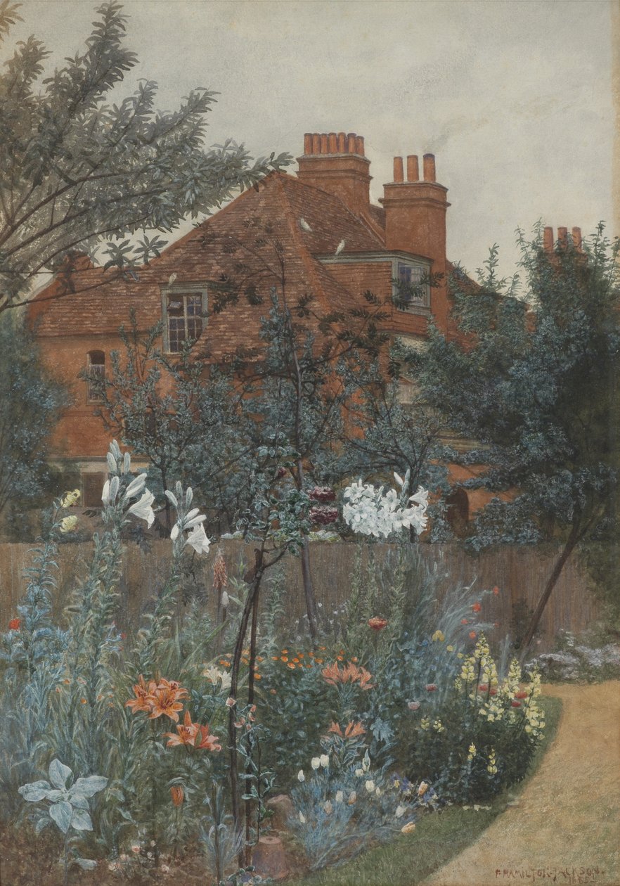 Utsikt over en hage i Bedford Park av Frederick Hamilton Jackson