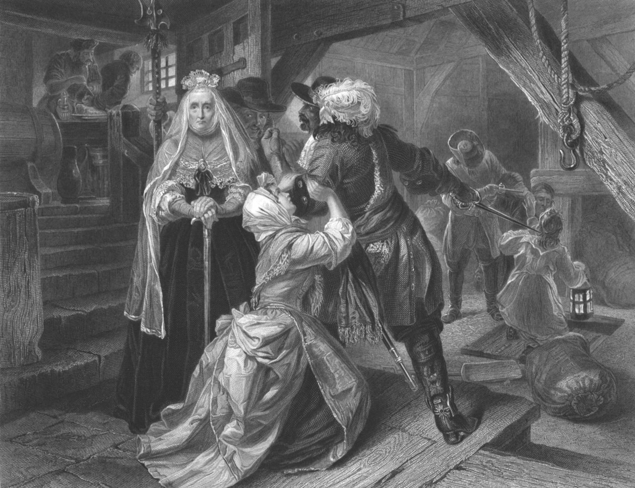 Arrestasjon av Alice Lisle for å ha beskyttet flyktninger fra slaget ved Sedgemoor, 1685, c1864 av Frederick Heath