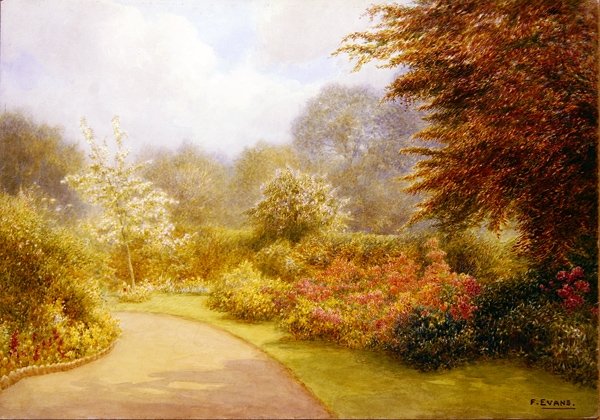 Azalea Rectory Gardens, Brockhurst Hill (akvarell på papir) av Frederick Henry Evans