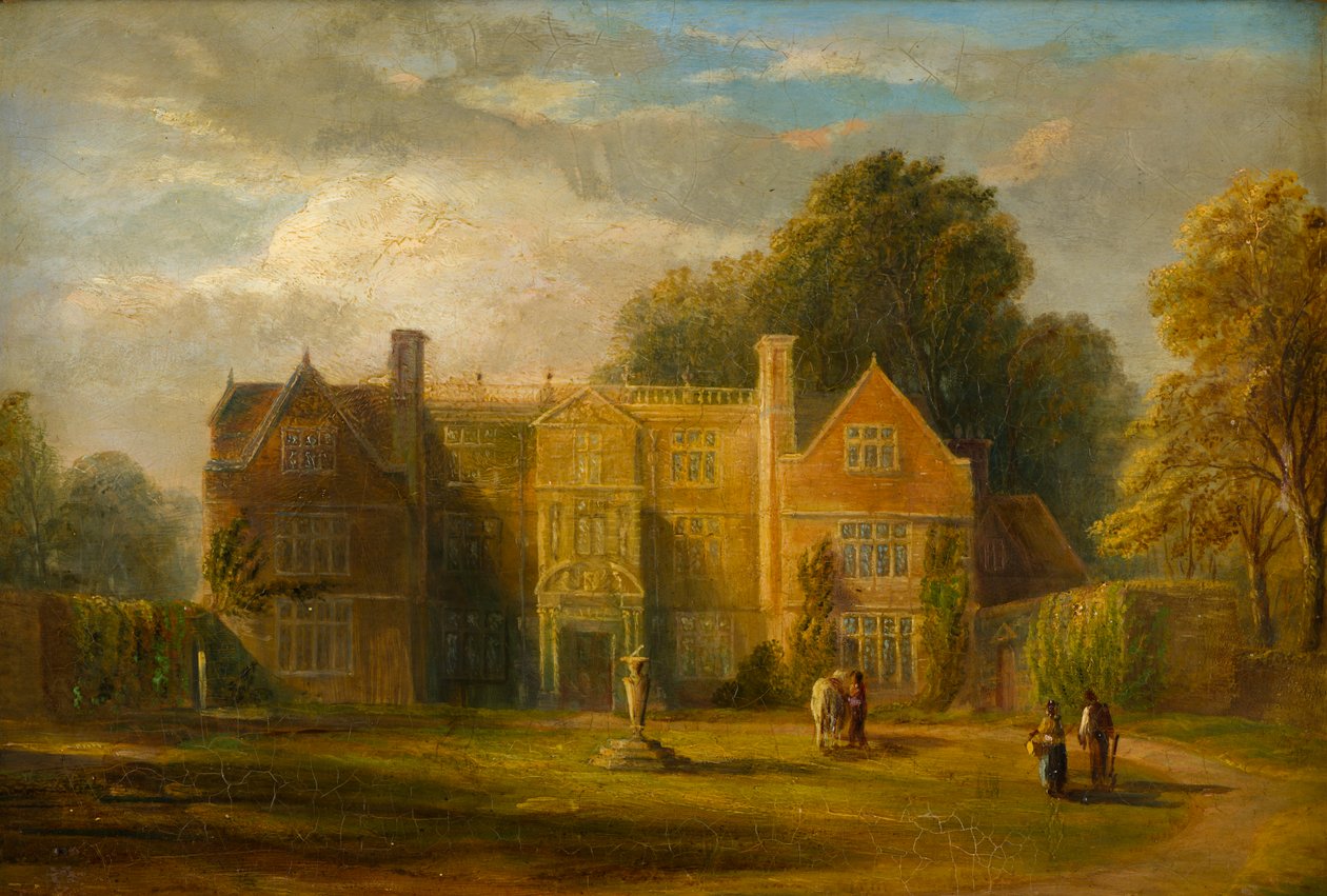 Castle Bromwich Hall, Warwickshire, ca. 1827-91 (olje om bord) av Frederick Henry Henshaw