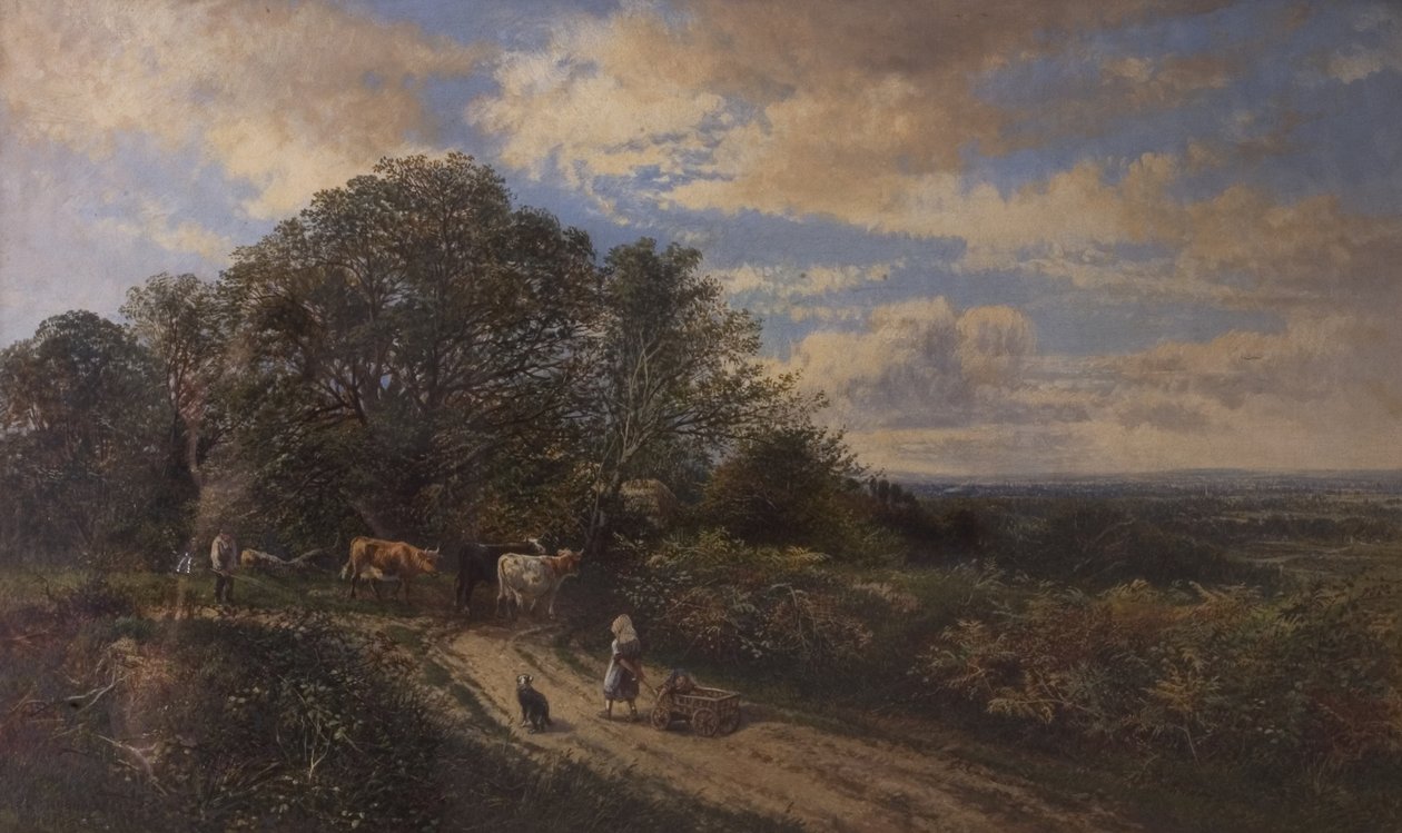 Landskap med storfe, slutten av 1800-tallet av Frederick Henry Henshaw