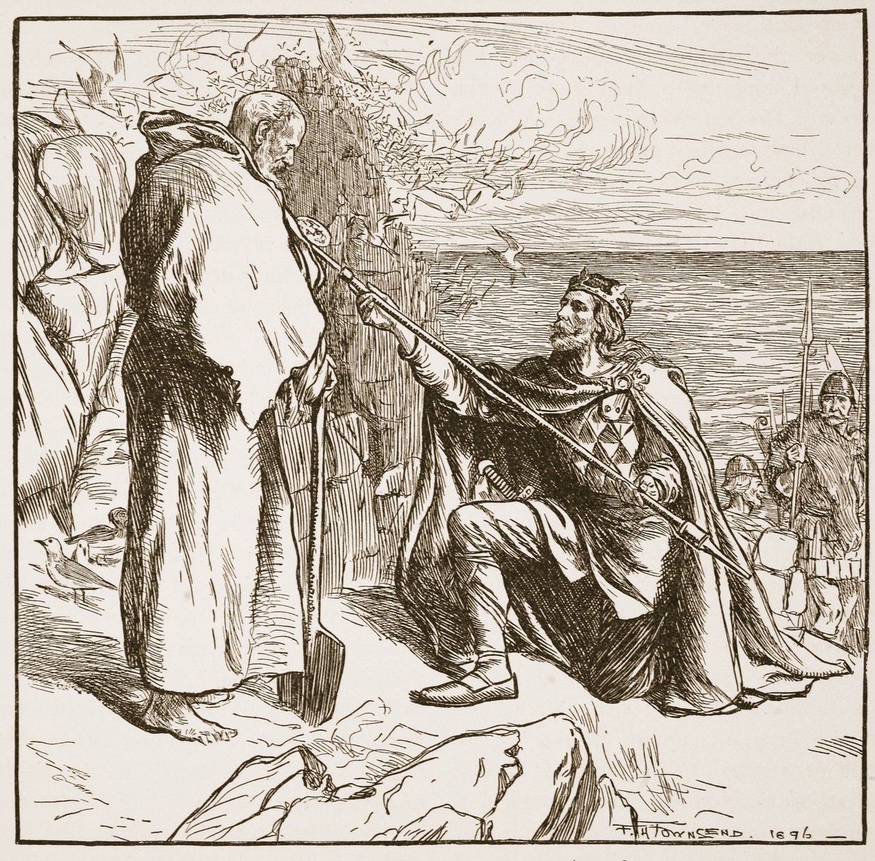 Egfrid ber St. Cuthbert, illustrasjon fra 