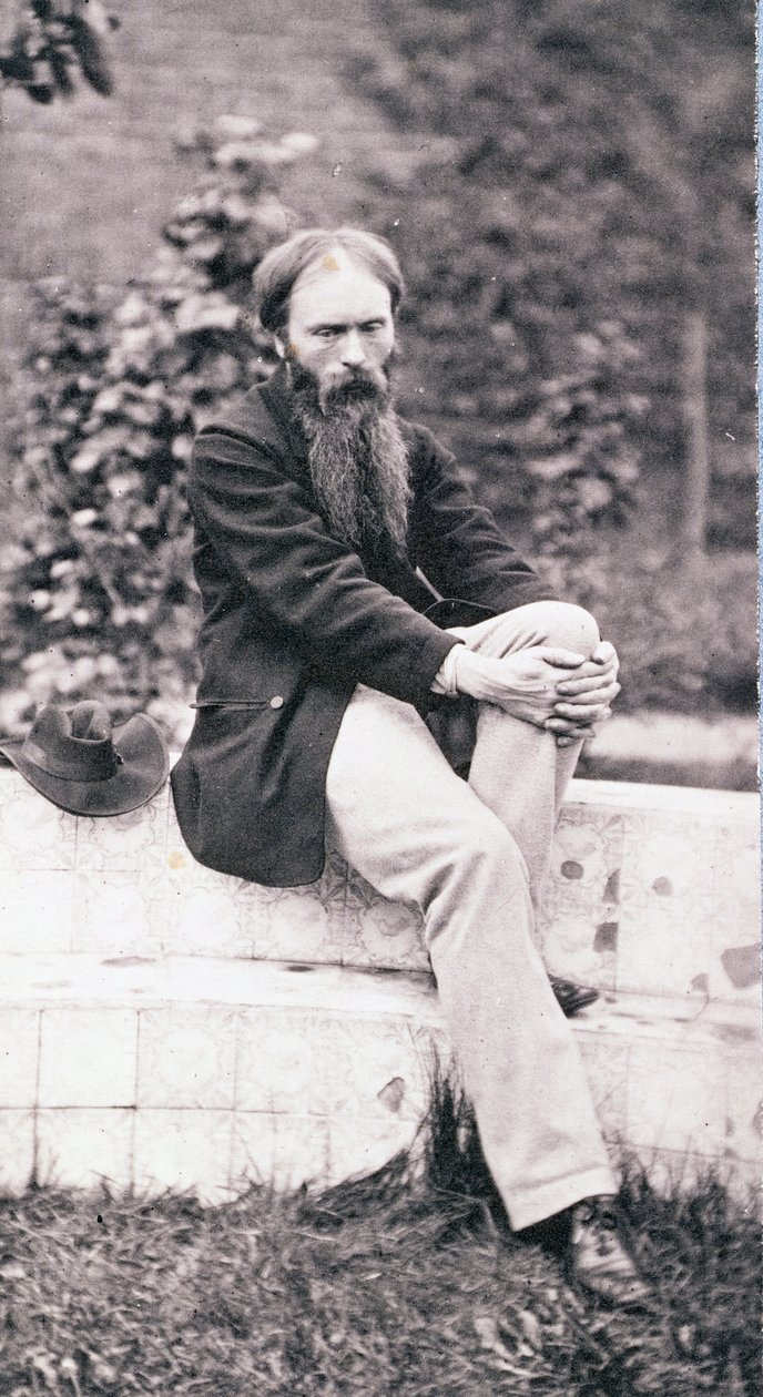 Portrett av Sir Edward Burne-Jones (1833-98) (sepiafoto) av Frederick Hollyer