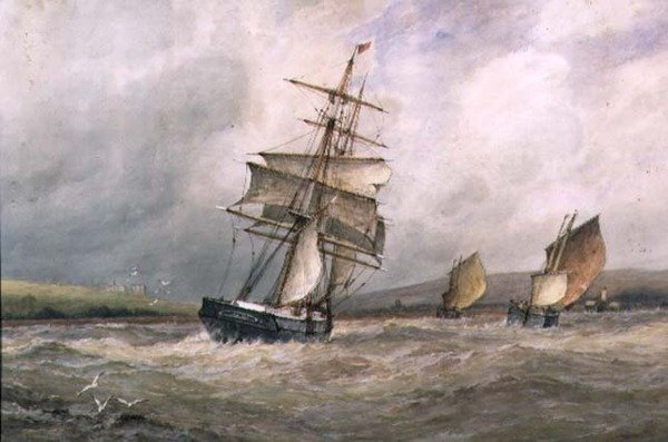 Munningen av elven Adur (akvarell) av Frederick James Aldridge