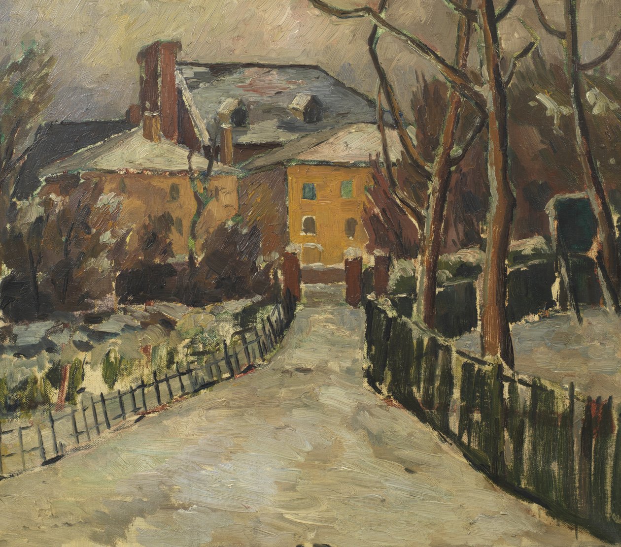Landskap under snø, ca. 1920 (olje på lerret) av Frederick James Porter