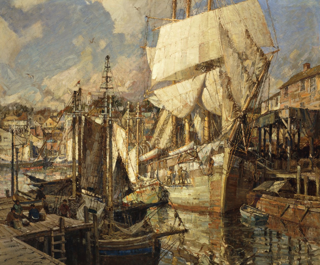 Cadiz saltskip, Gloucester havn av Frederick John Mulhaupt