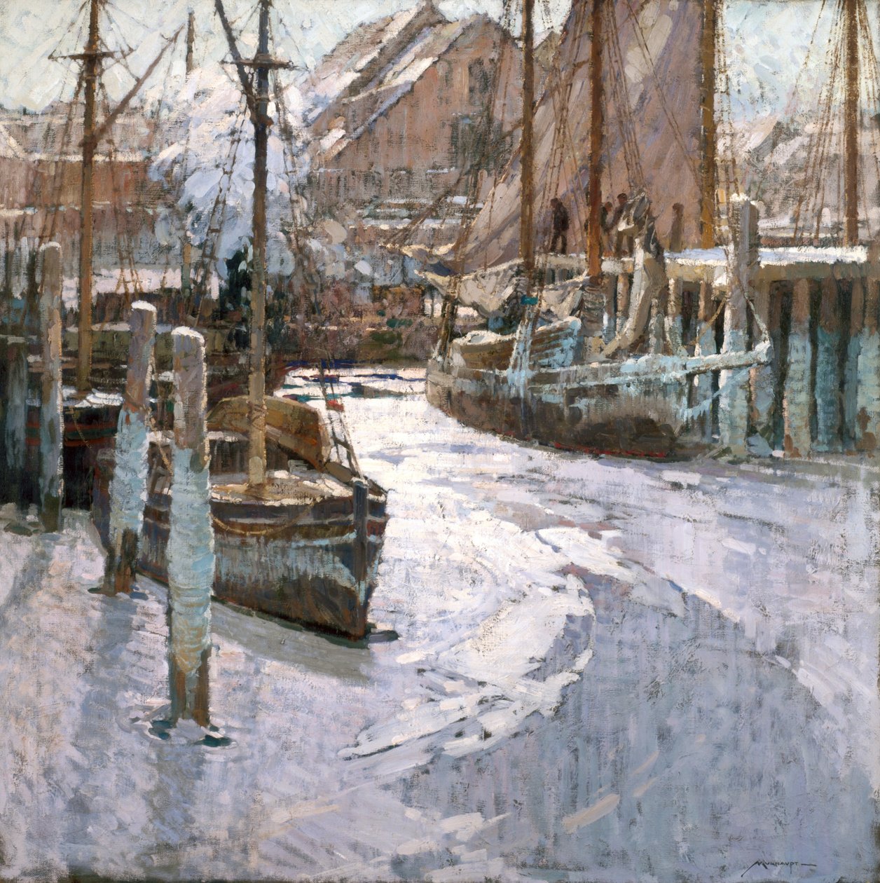 Ice Bound Vessels (olje på lerret) av Frederick John Mulhaupt