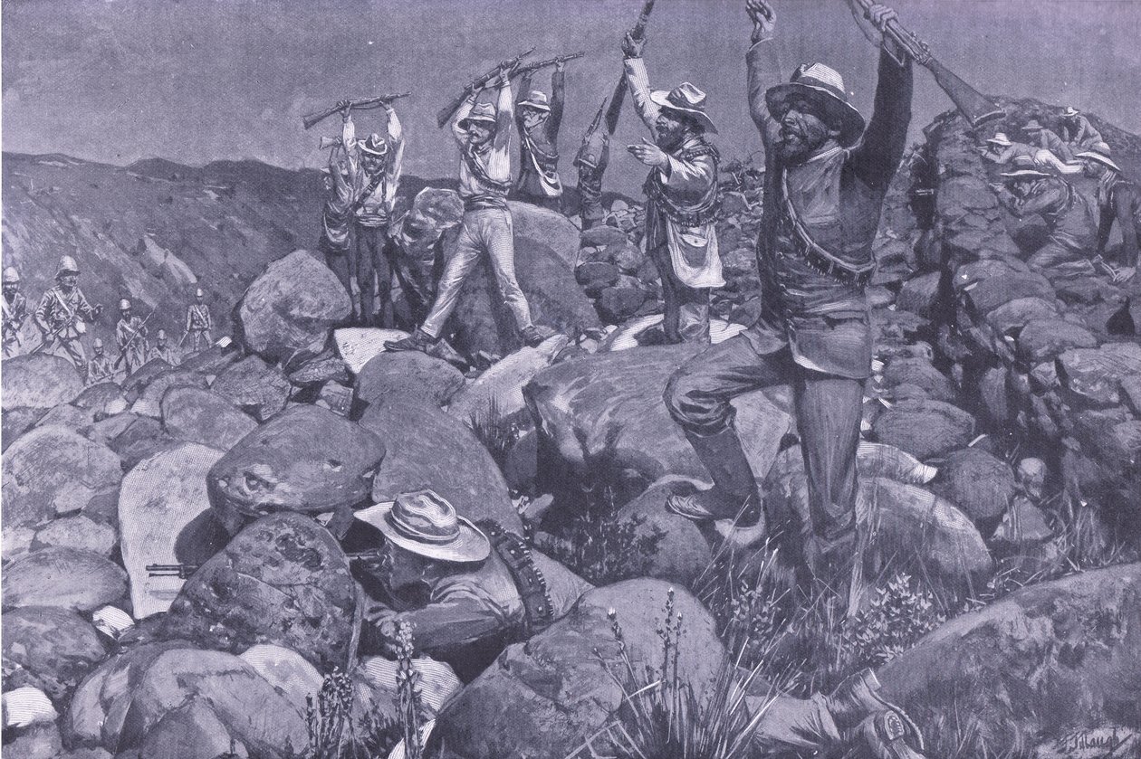 Den falske overgivelsen som trakk Liverpools inn i en desperat posisjon, illustrasjon fra After Pretoria: The Guerilla War, 1902 av Frederick Judd Waugh