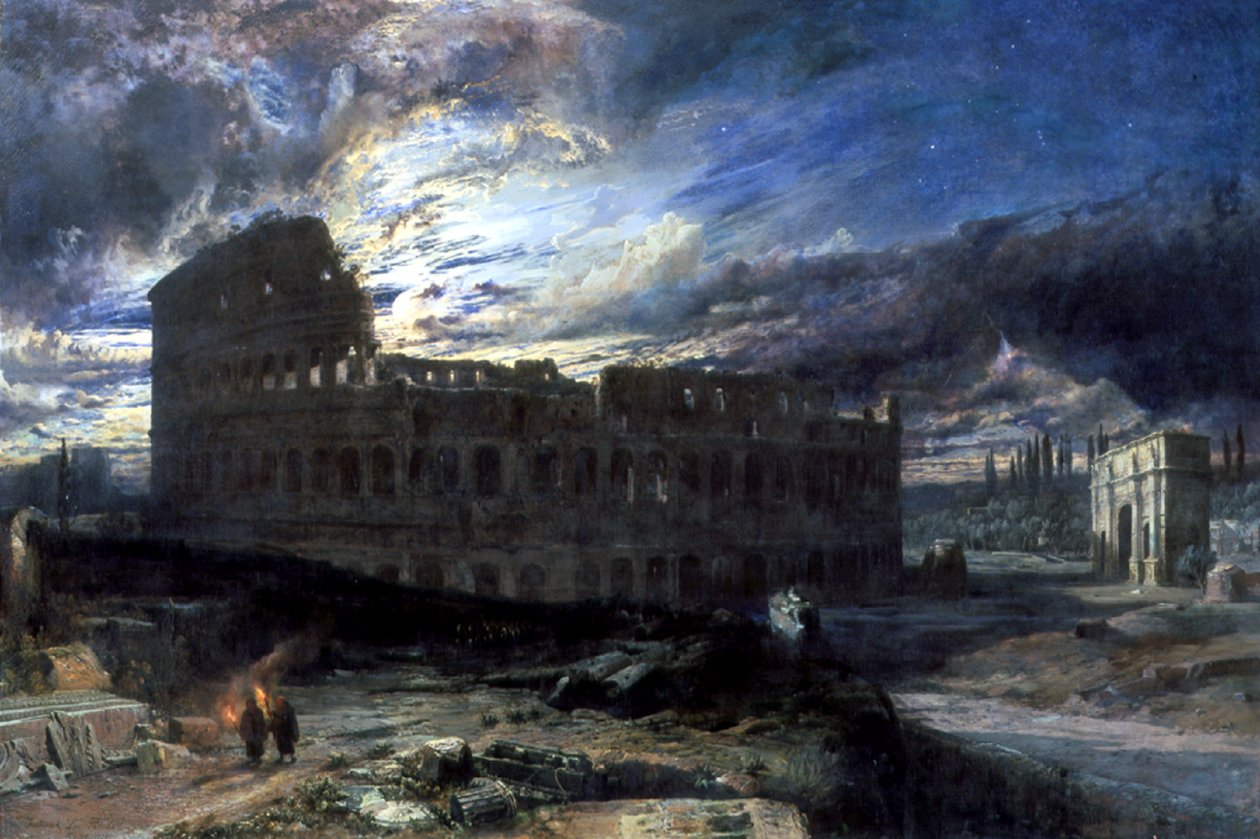 Colosseum i Roma ved Moonlight, 1859 av Frederick Lee Bridell