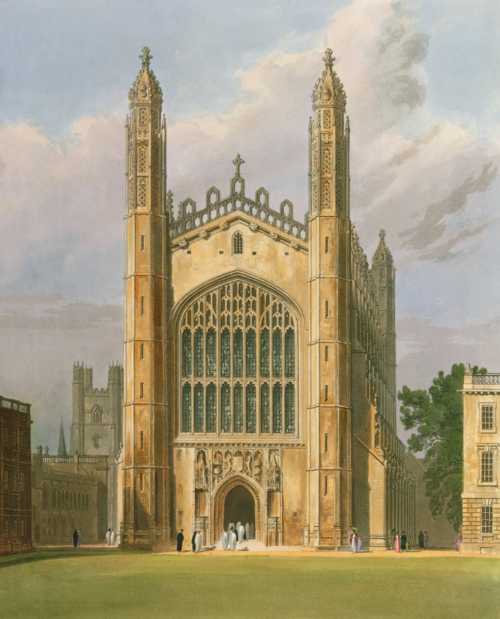 Cambridge: Kings College fra "History of Cambridge", Vol.1 av Frederick Mackenzie